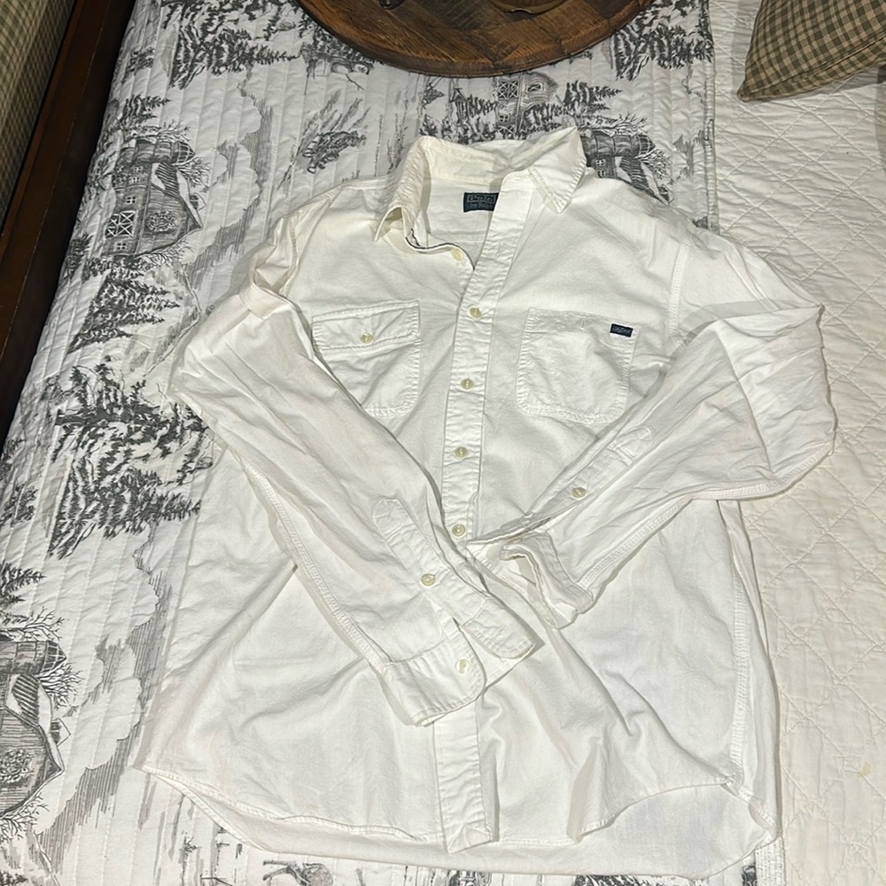 White Polo Casual Button-Up